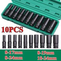 1/2Inch Drive 6-Point Impact Socket Set Drive Metric Wrench Socket Deep Impact Socket Pneumatic Wrench Head Tire Removal Tools