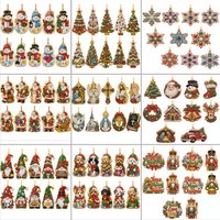 10 pièces, décorations de Noël à suspendre, motifs variés, kit de bricolage pour créer des pendentifs, jouets, Père Noël, bonhomme de neige, renne, décorations pour sapin de Noël.