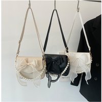 Black Ladies Shoulder Bag Korean Bow-Knot Fashion Top-Handle Bag Women Canvas Large Armpit Bag 2024 Designer New Handbags