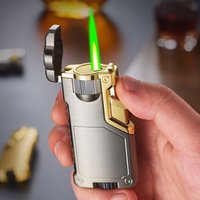 High-end three-color flame metal inflatable windproof lighter business type men's cigarette lighter