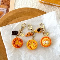 One Piece Cute Egg Tart Keychain Phone Charm Doughnut Bread Coffee Keyring Bag Charm Backpack Accessories Gift For Woman Girl