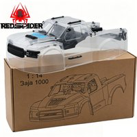 RED SPIDER 1/14 350*180 RC Truk Bodyshell Pre-Cut Clear Pickup Body Shell Kit with Sticker for 1/14 Scale Arrma Mojave RC Truck