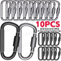 10-1PCS Aluminum Alloy Carabiner For Key Camping Survival EDC Outdoor Keychain Clip D-ring Snap Clip Lock Buckle Caribiner Hook