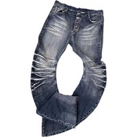 American Style Heavyweight Crack Washed 3D Knife Jeans Men's High Elastic Black Grey Long Pants Casual Jeans