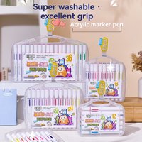12-36 Colors Washable Acrylic Paint Markers Vibrant Art Painting Pens for Fabric Rock Paper Canvas Glass School Accessories