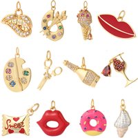 Cute Ice Cream Doughnut Charm for Jewelry Making Gold Color Mouth Jewery Diy Earrings Bracelets Keychain and High-quality Dijes