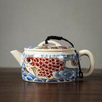 Household Ceramic Fish Play Hanwa Teapot Chinese Style Tea Pot Single Pot Puer Tea Kung Fu Tea Set
