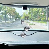 Bow Love Hanging Car Interior Decor Lucky Hanging Ornament for Auto Rearview Mirror Pendant Cute Car Accessories for Women