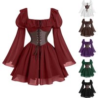 New bubble sleeve dress for Halloween, new cos waist cinching slimming court women's retro dress