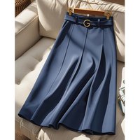 Elegance Navy Luxury Skirts For Women Spring Autumn High-end A-line Mid-length Skirts Fashion Suit Skirt Office Lady Skirt