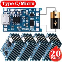 1/5/10/20Pcs 5V 1A Charger Board Micro USB/Type C 18650 Lithium Battery Charging Module with Dual Protection Functions
