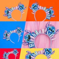 Happy Birthday Lilo Stitch Headband Ear for Adults Disney Mickey Mouse Headbands Women Party Hair Accessories Girls Kid Hairband