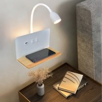 Applique Murale LED d'Nikavec Wild USB et Chargement Sans Fil, Luminaire Moderne Rotatif à 360 ° avec Joli, Veilleuse de oral et
