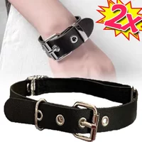 Vintage Punk Wide Strap Bracelet for Women Men Gothic Adjustable PU Belt Buckle Bracelet Hip Hop Rock Trend Jewelry Accessories