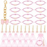6/12 Sets Sets Coquette Bow Braid Bracelet & Keychain Set Party Favors Birthday Gifts Wedding Gifts for Guests