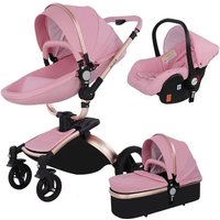New High Quality baby stoller 3 /2 in 1 Baby Pram High Landscape Fold PU leather kinderwagen baby Carriage car Newborn pushchair