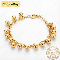 18K Gold Plated Delicate Glossy Beaded Bracelet for Women, Fashionable Gift, Jewelry, Wedding Party Accessories