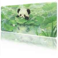 Mouse Pad Green Leaves Pandas Gaming XL HD Custom Large Mousepad XXL Playmat Non-Slip Carpet Soft Computer Table Mat Mouse Mats