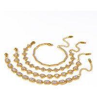 Women's Exquisite Sparkling Zircon Stainless Steel Bracelet 18K Gold Plated Charm Waterproof Jewelry Gift