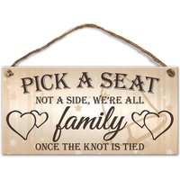 1PC Wooden Hanging Sign Pick A Seat Not A Side Sign Rustic Wood Plate For Country Wedding Home Garden Outdoor Wall Decoration