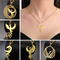Unift Rising Phoenix Necklace for Women Men Stainless Steel Guardian Bird Pendant Neck Chain Lucky Mythical Jewelry Trendy Gift