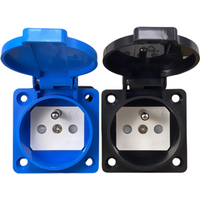 Black Blue Waterproof Franch Germany Industry Safety Outlet 16A 250V CE Cover Waterproof Dustproof Power Connector AC Socket