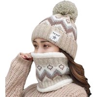 AliExpress NONE 2PCS Winter Plush Warm Scarf Hat Set for Women Velvet Windproof and Cold Proof Ear Protection Outdoor Bicycle Commuting Set