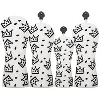 Cheese Crown Golf Club Head Cover - White with Black and White Swiss Cheese and Crown Design, Golf Accessories