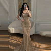 Charming Shiny Evening Dresses Woman's Mermaid Prom Gowns Short Sleeve Sequined Fashion Beach Party Customized Vestidos De Noch