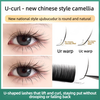 Camellia Eyelashes UR Curl Premium Korean PBT Extra Thick 8-15mm Adhesive-Free Loose Root Premade Fans Volume Lashes Tray