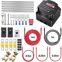 12V 140A Split-Lade-Relais-Kit 5M Komplett-Kabelset IP68 Wasserdichter Batterie-Isolator Automatische Manuelle Doppelmodi LED-Voltmeter Überentladungsschutz Für Auto Wohnmobil Camper Van ATV Yacht