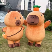 2m/2.6m Giant Plush Inflatable Capybara Mascot Costume Adults Blow Up Ouftis for Halloween Christmas Carnival Fancy Party