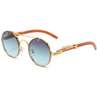 Fashion Luxury Design Round Sunglasses Cheetah Decoration Double Bridge Punk Sun Glasses UV Protection Eyewear Unisex