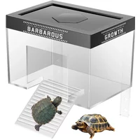 Aquatic Terrapin Enclosure Cage for home Turtle Basking Tank Topper Pet Turtle Tank Basking Dock with Lid Reptile Resting Land