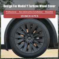 4PCS For Tesla Model Y 2020-2024 Wheel Cap 19 Inch Turbine Style Wheel Cover Replacement Wheel Hub Cap Full Rim Cover Accessorie