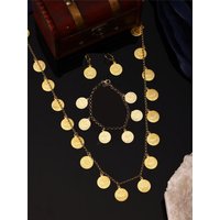 1pc Retro Women's Jewelry Set - Necklace, Earrings & Bracelet with Turkish Coin Pendant, Women's Wedding Banquet Jewelry