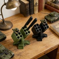 Military Style Pen Holder. This Missile Launcher Organizer Holds 12 Pens. Unique Brushed Decor for Your Desk.