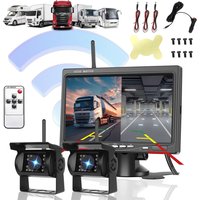 Bezprzewodowy system kamer cofania z dwiema kamerami, 7-calowym monitorem 1080P, wodoodporną cyfrową kamerą cofania HD z funkcją nocnego widzenia do samochodów ciężarowych, furgonetek, SUV-ów i