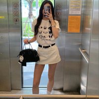 White High Waist Denim Skirt Women's Summer 2026 New Anti-Light Small Size A-Line Short Skirt Wear Resistant with