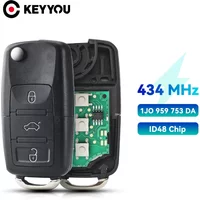 KEYYOU 1J0959753DA HLO 1J0 959 753 DA Remote Car Key 434Mhz ID48 Chip For Volkswagen VW Beetle Bora Passat B5 Golf Seat Skoda