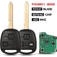 jingyuqin Remote Key Fob 2/3 BTN 433MHZ 4D70/4C Chip For Toyota Yaris Avensis Corolla P/N: 89071-0D030 With Uncut TOY47 blade