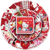 AliExpress keeppley 10/30/50PCS Red INS Stickers Hello Kitty Graffiti Cartoon DIY Decoration Girl Gift Decals Fridge Luggage Laptop Guitar Car Bike