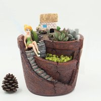 Creative Hanging Garden Resin Succulent Planter, Mini Courtyard Micro Landscape Flower Pot, Desktop Home Decor Ornament Gift