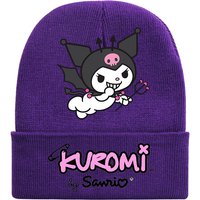 AliExpress keeppley Sanrio Kuromi Knitted Hat Anime Cartoon Print Woolly Cap Girls Winter Outdoor Cycling Leisure Hats Kawaii Thermal Caps Kids Gift