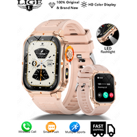 LIGE New Women Smart Watch 370mAh Flashlight 2.01” HD Make Answer Call Voice Assistant Sports Health Monitor Smartwatch For Men