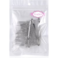 3Pcs 7.8cm Silver Metal Hair Comb 20 Teeth Hard Wire for Craft DIY Bridal Headdress Veil Embellishment Metal Hair Comb