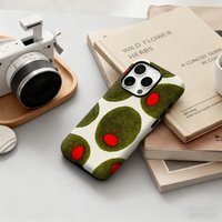 Luxury Olive Dot Pattern Phone Case for iPhone 17 16 15 14 13 12 11 Pro Max Air Plus Luxury Double-layer Back Cover