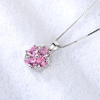925 Sterling Silver Fashion Temperament Zircon Lucky Heart Pink Diamond Zircon Necklace