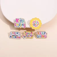 Hope Blessing Words Letter Brooch Enamel Pins Colorful Keep Reading Smiling Hard Brooches Lapel Badges Jewelry Gifts Wholesale
