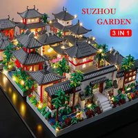 Chinese Traditional Suzhou Classical Yard Garden Temple Building Block 3900+Pcs Mini Assembled Bricks Construction Toys